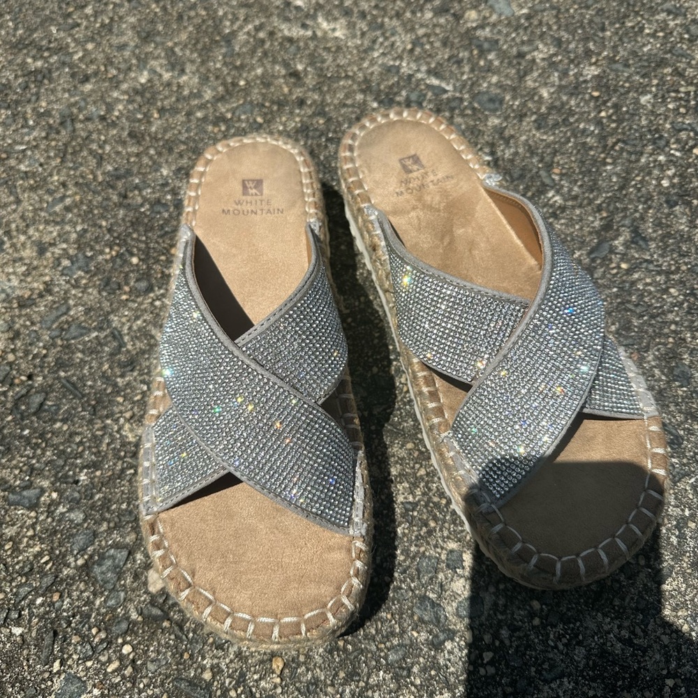 White Mountain Sparkle Factor Birkenstock Style Sandals